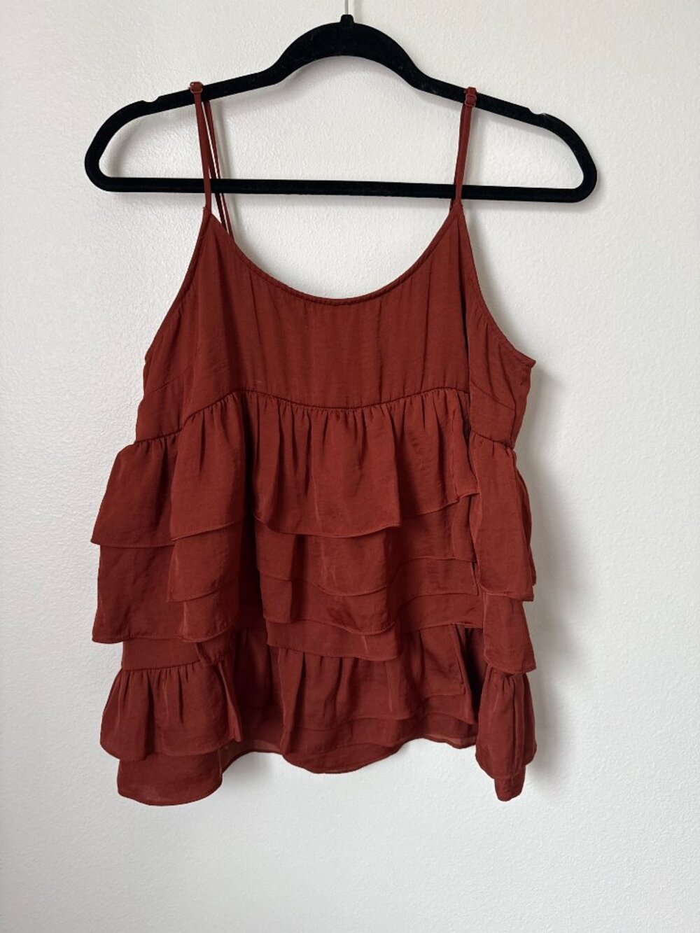 Who What Wear Rusty Orange Brown Ruffle Tank Top Size S